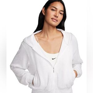 Nike Sportswear Chill French Terry Women’s Loose Full Zip Crop Hoodie White 2XL.